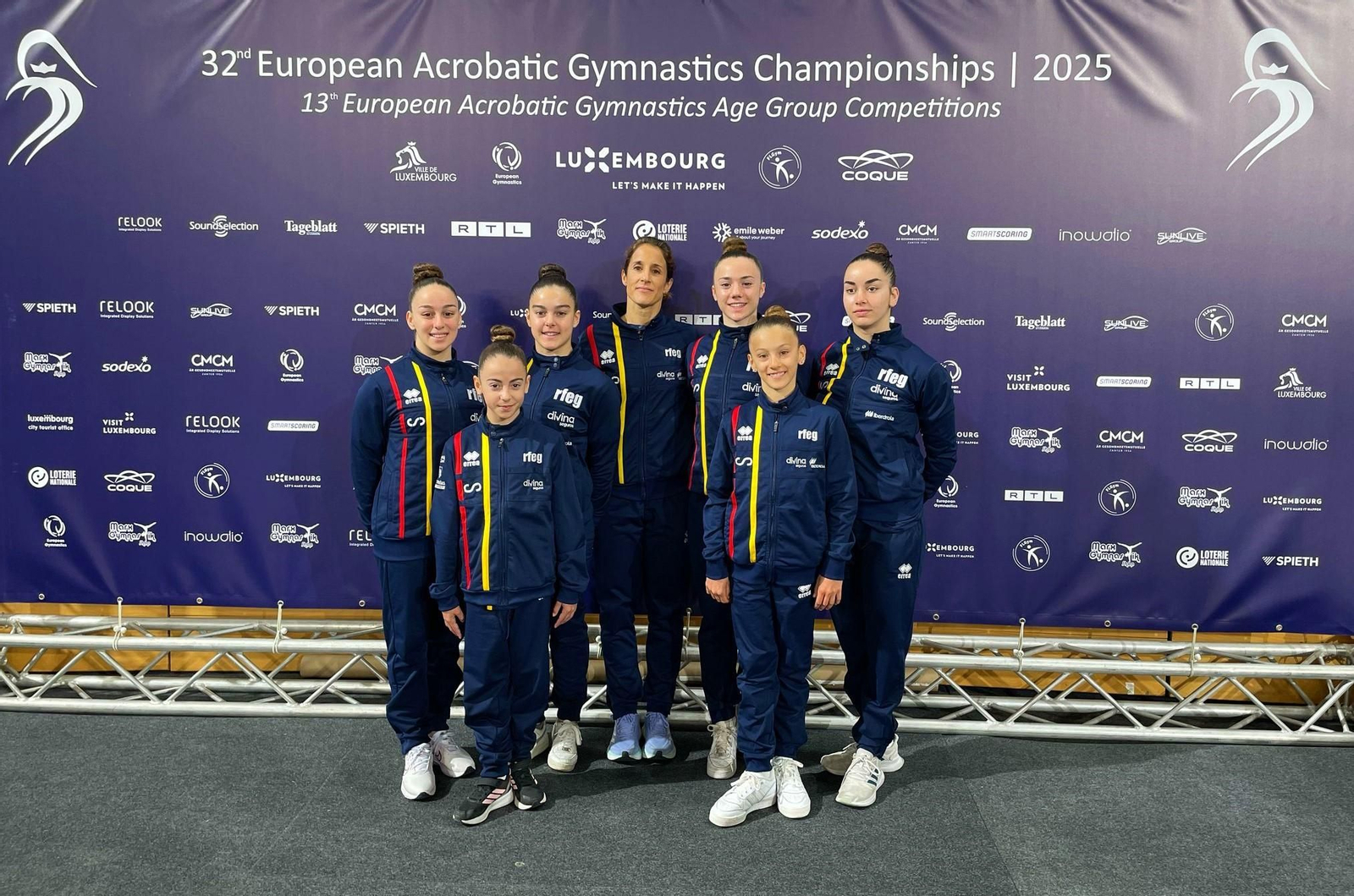 Las seis gimnastas del Club Pyramides, que han participado en el Campeonato de Europa