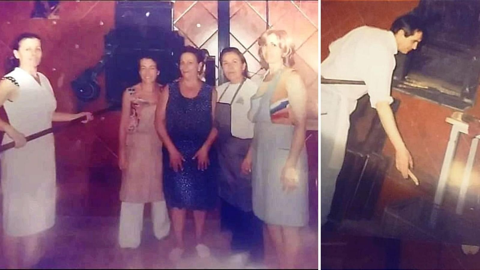 Izquierda: María Dolores en el horno | Derecha: Juan, preparando pan