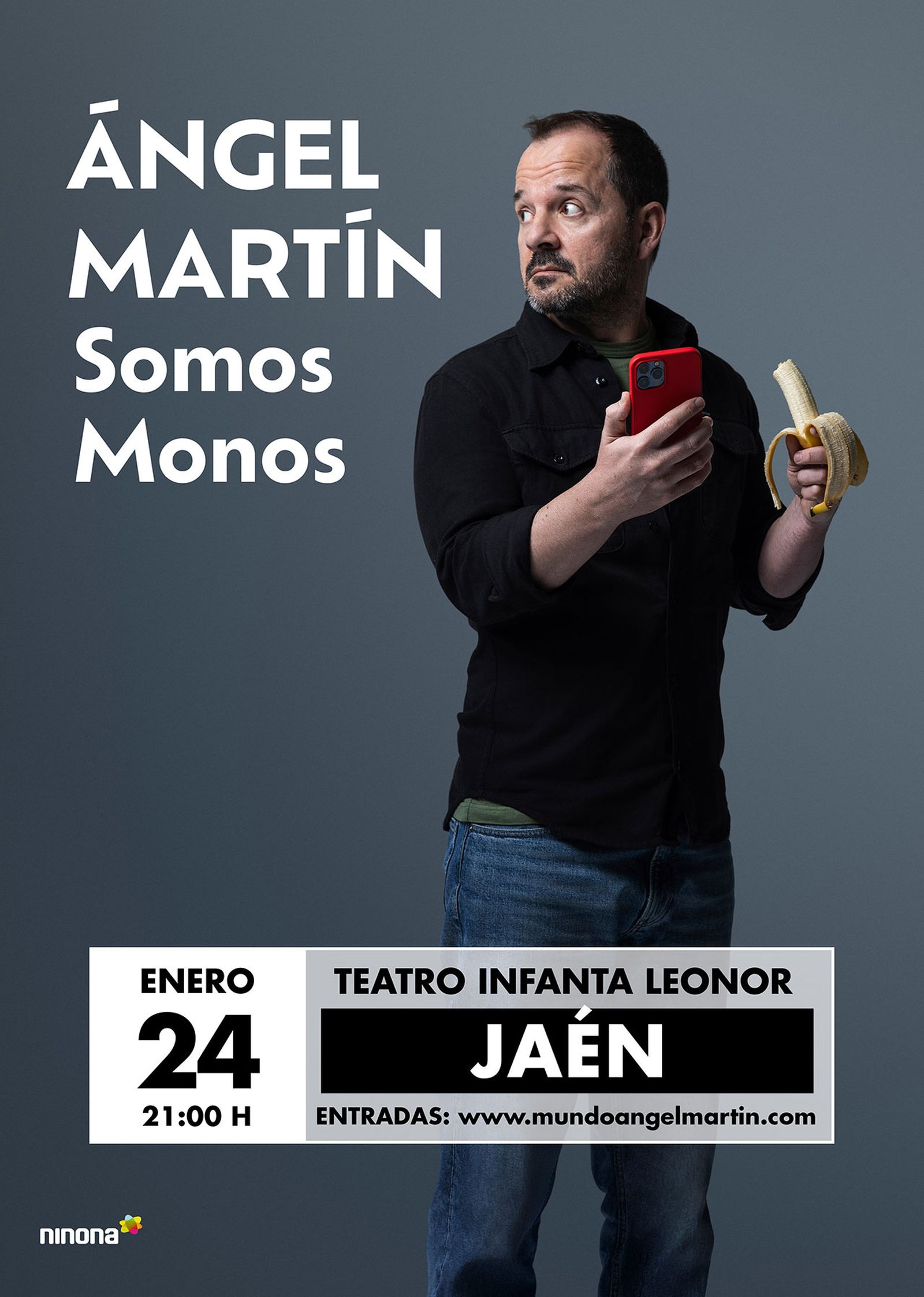 El humorista Ángel Martín llega a Jaén con 'Somos monos', un espectáculo de comedia y reflexión que se representará el 24 de enero en el Teatro Infanta Leonor, una de las citas más esperadas del humor en este arranque de año.