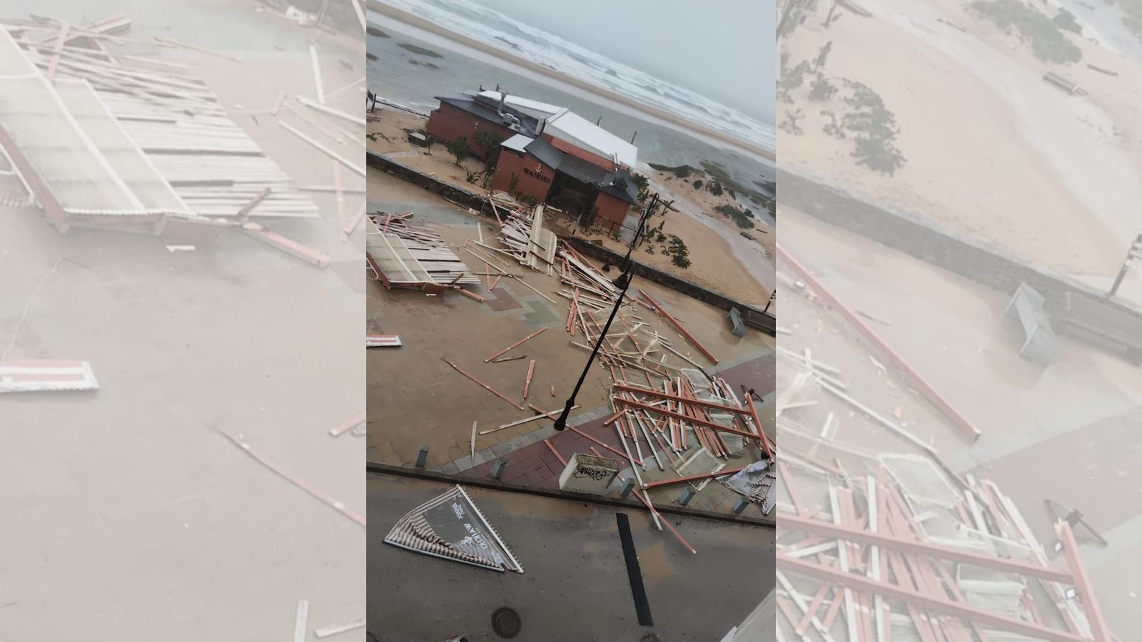 Los graves daños en el chiringuito de Los Lances, este sábado.