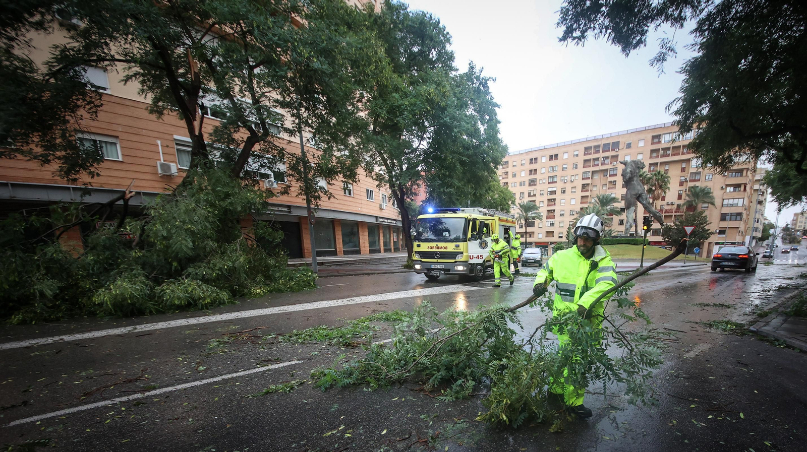 Caos en Jerez por los destrozos del temporal de viento