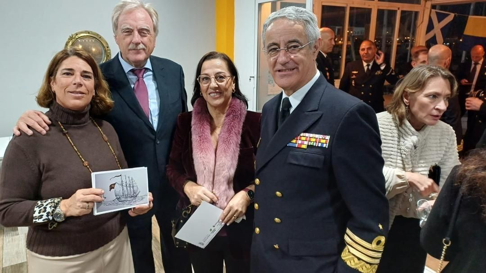 Olga Dodero, Julio Terrón, Begoña Filgueira y el almirante Antonio Piñeiro.
