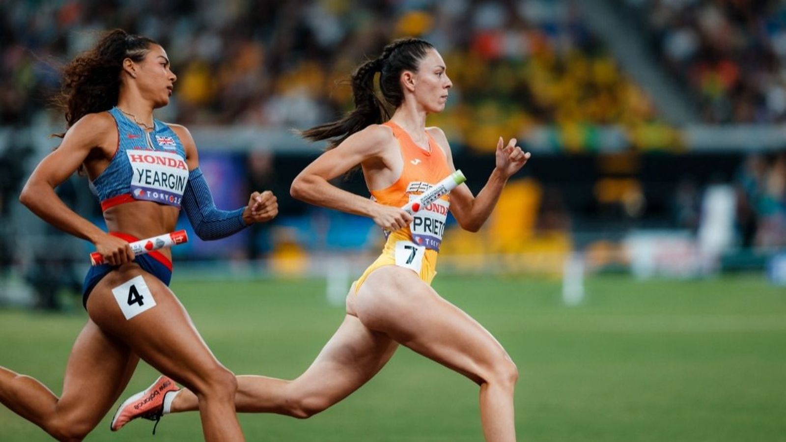 La atleta internacional barreña Ana Prieto, con España.