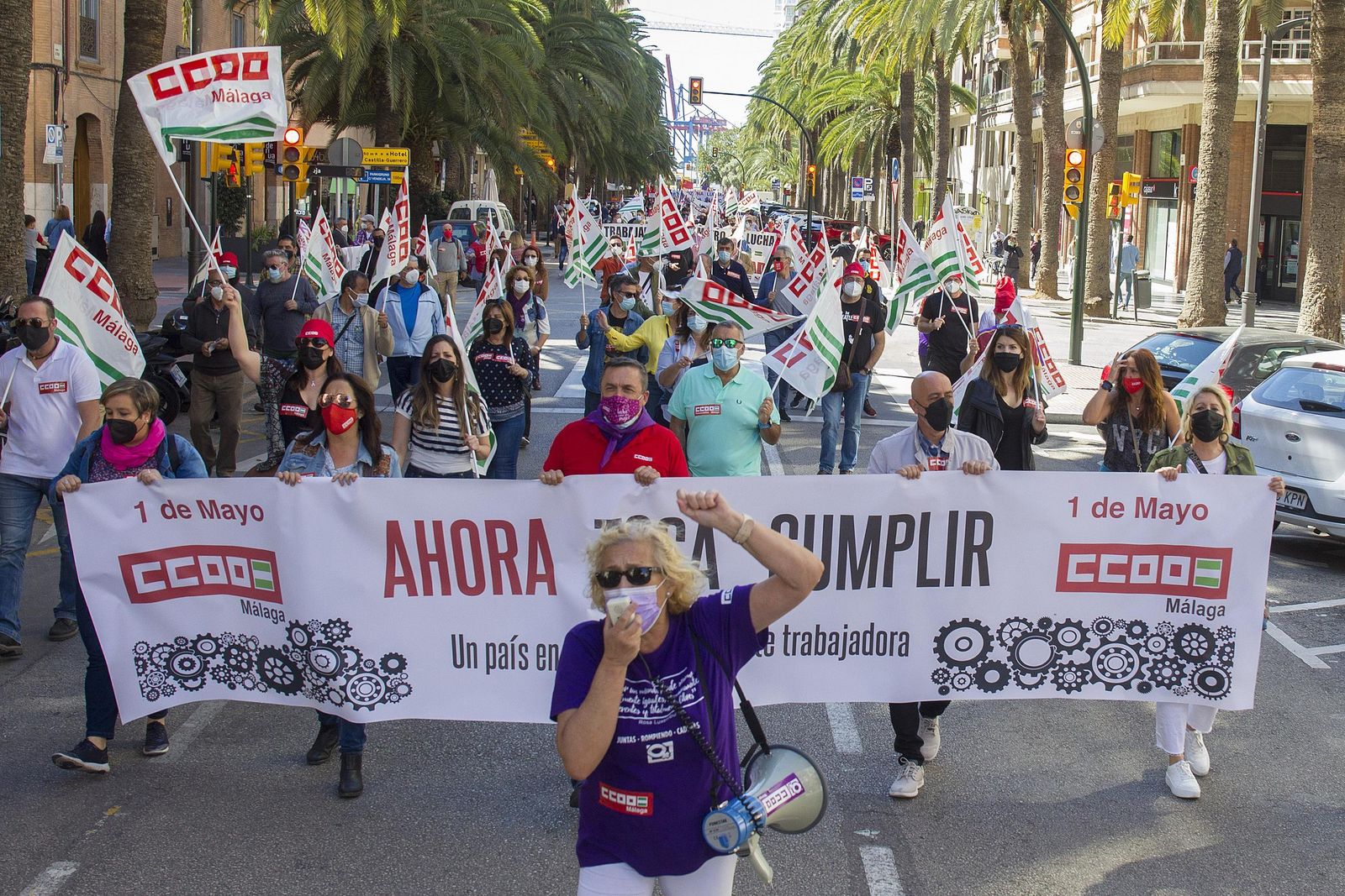 Primero de Mayo en Málaga marcado por la pandemia, en fotos