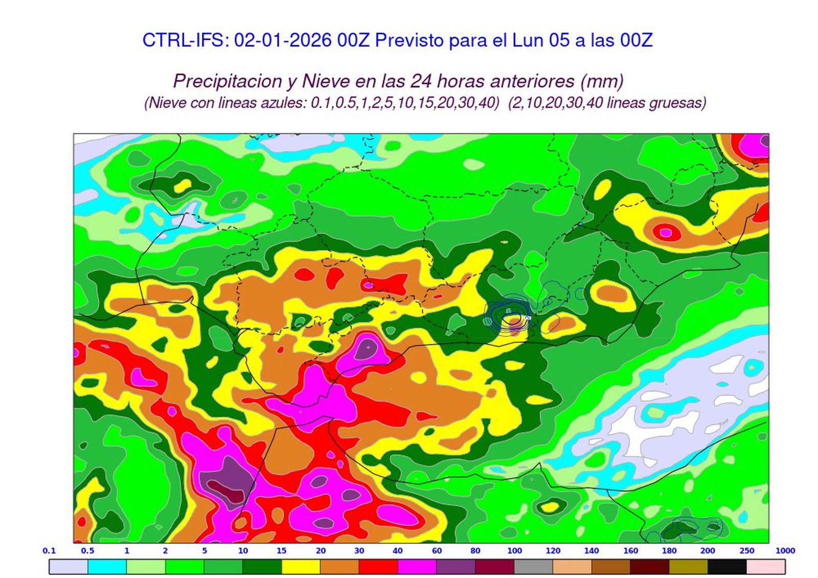 Previsión de lluvia para el 5 de enero en Andalucía.