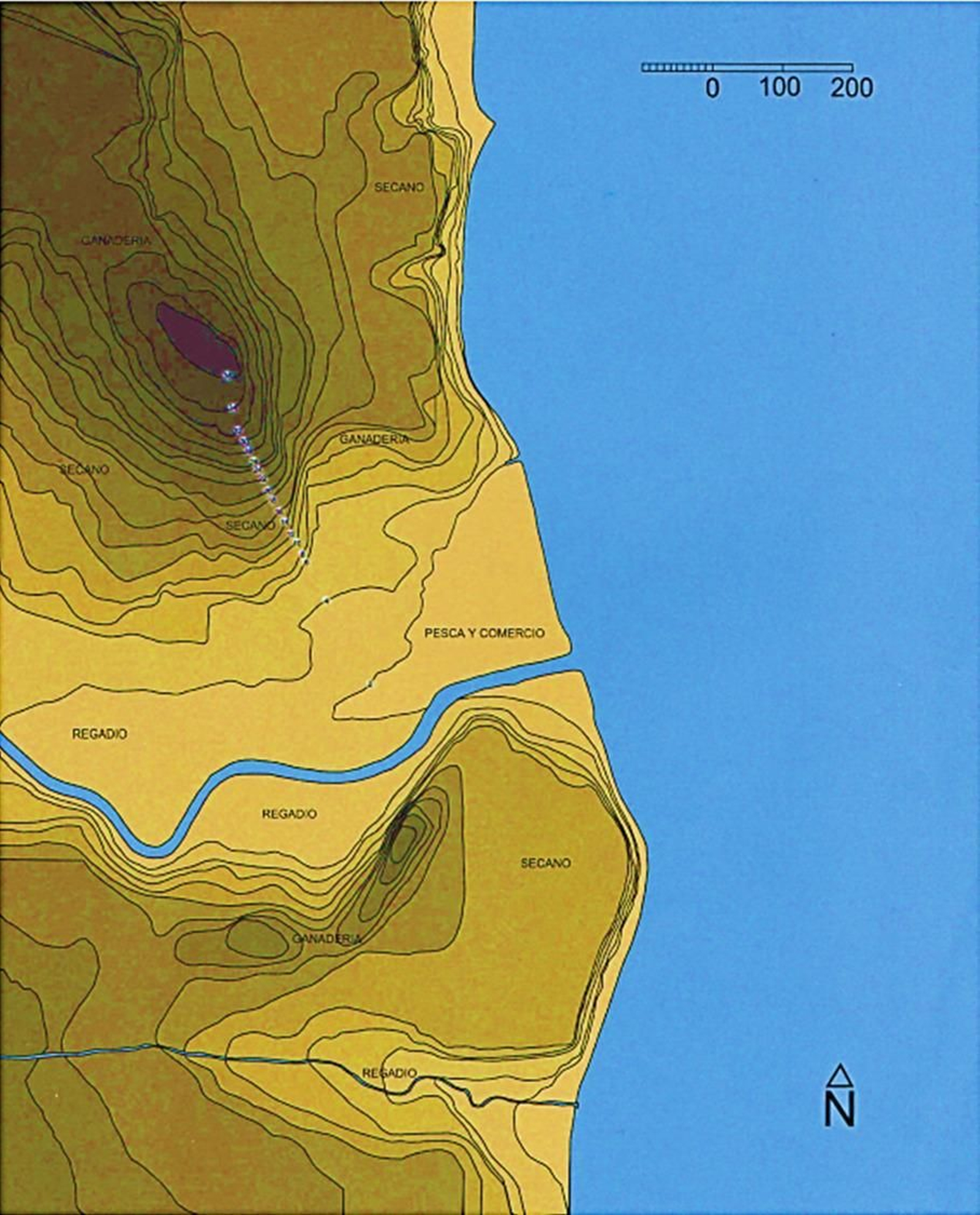 Topografía del casco histórico al norte del río.