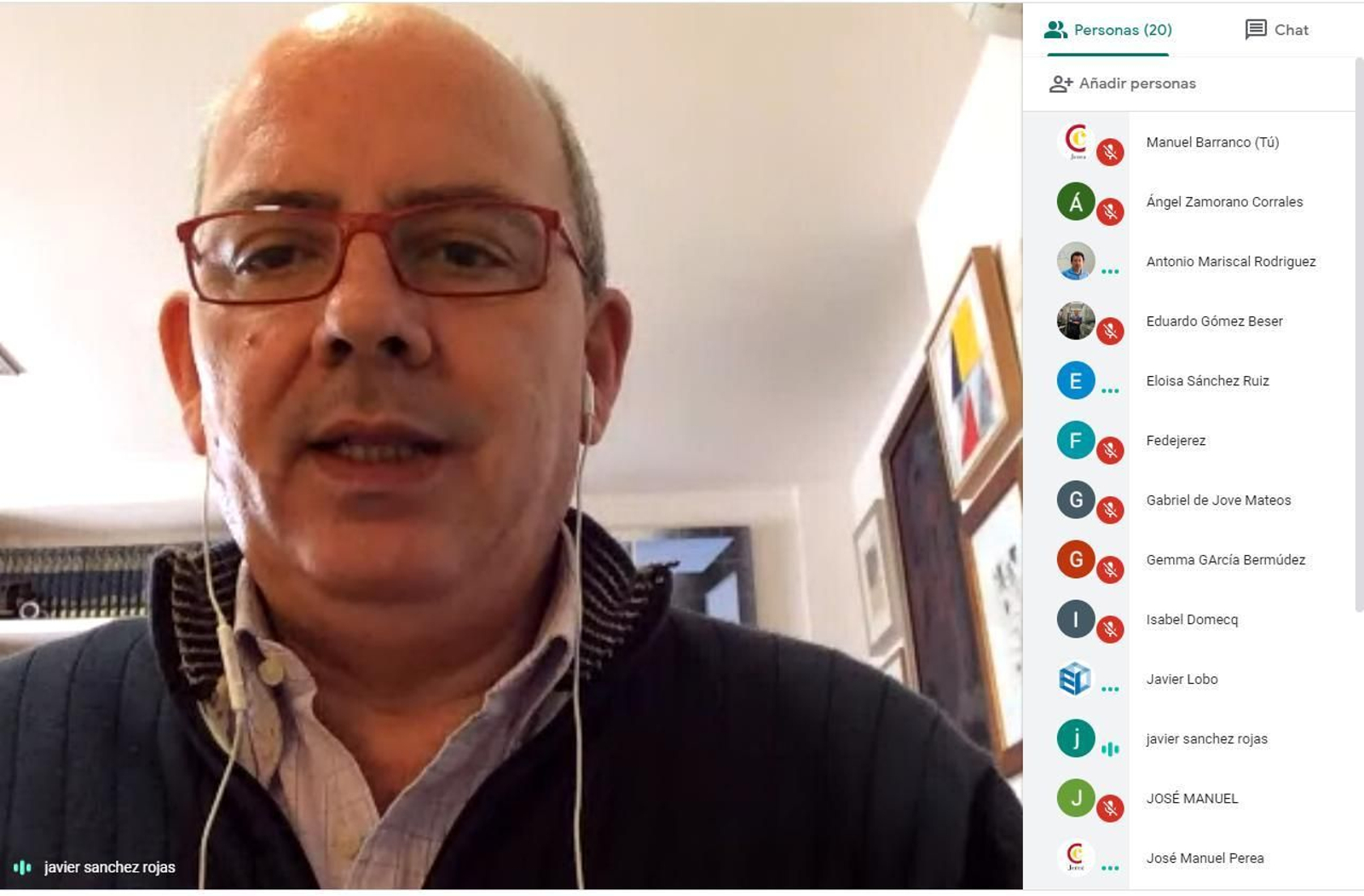 Javier Sánchez Rojas, presidente cameral, durante el primer pleno virtual de su historia.