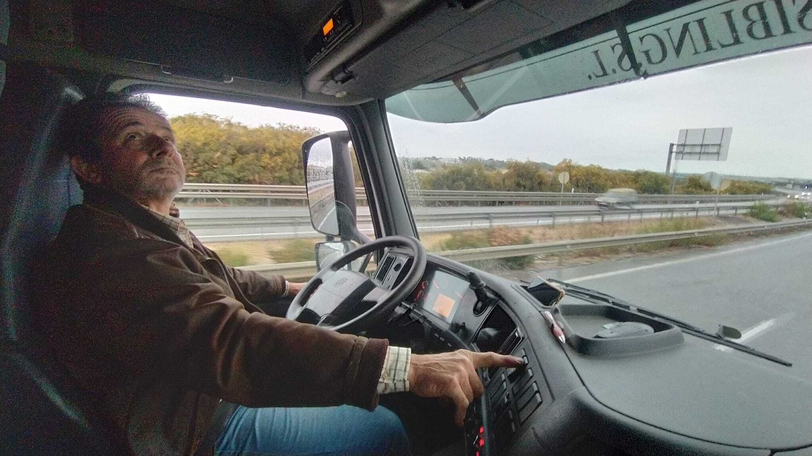 Manuel Marín, durante la marcha de los transportistas.