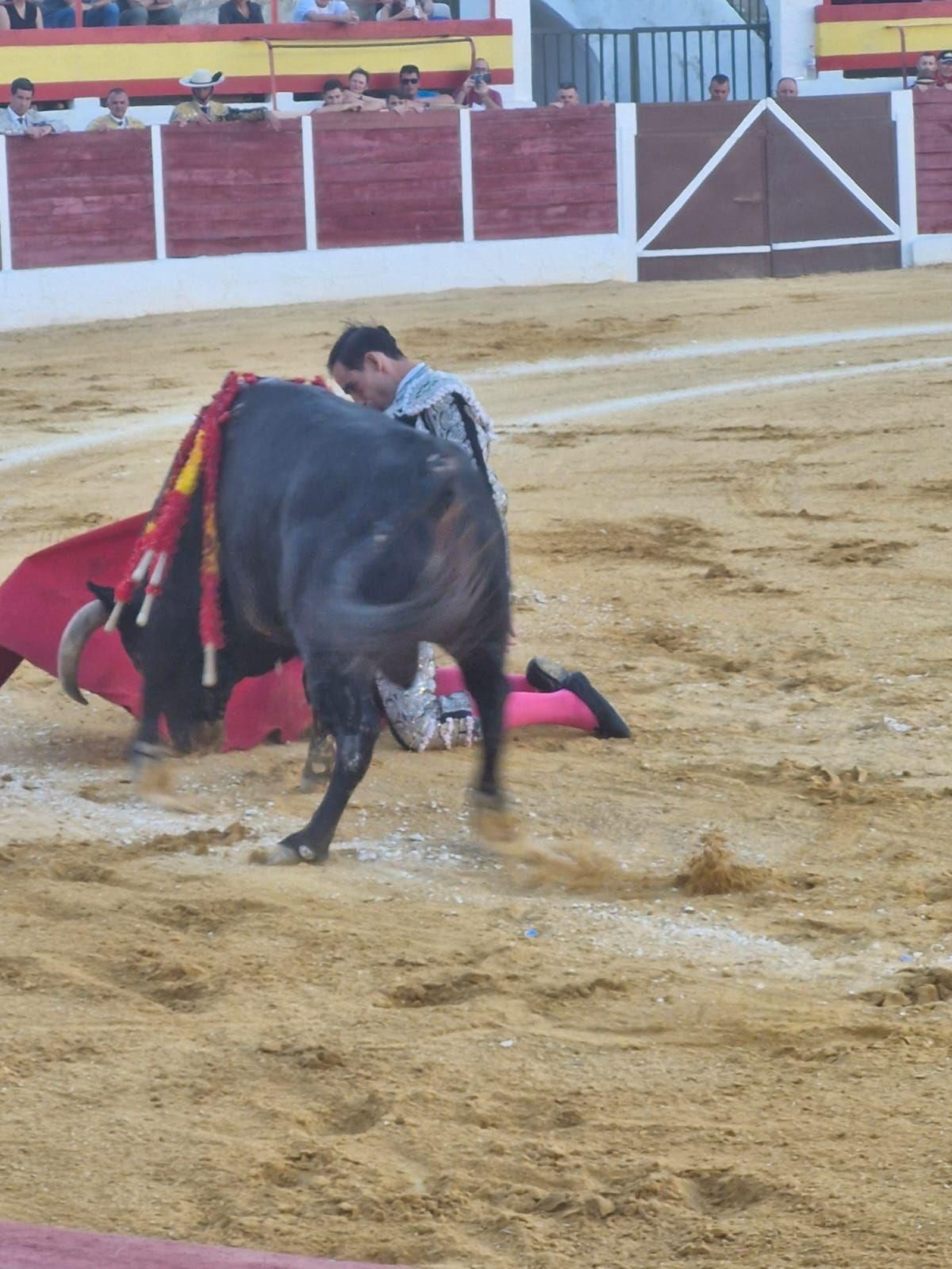 Fortes inició su faena de muleta de rodillas