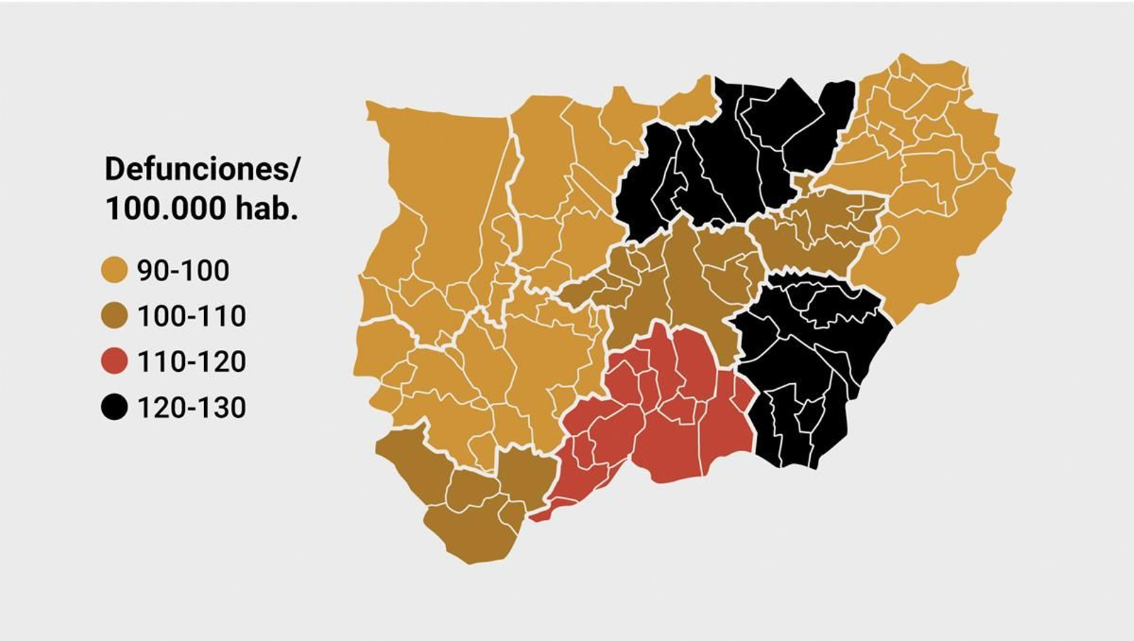 Muertes por enfermedades enfermedades infecciosas y/o parasitarias por comarcas. Fuente: Fundación Estrategias e IECA.
