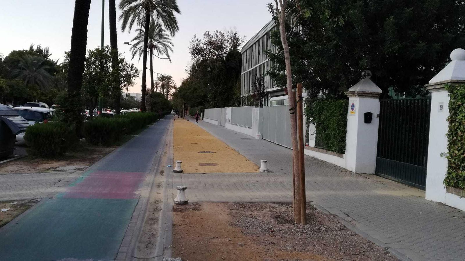 Zona de albero de Palmera 17 en la que se han quitado los árboles.