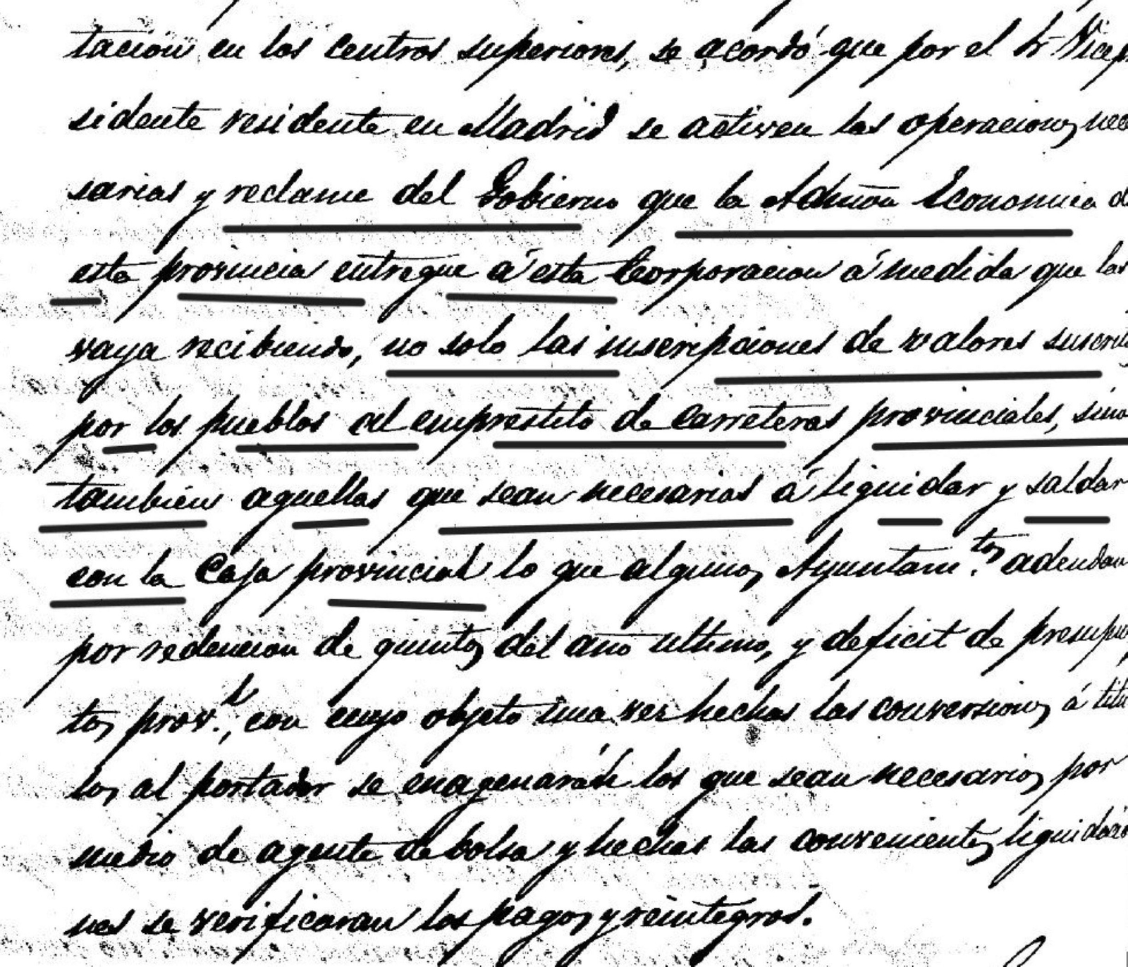 Reclamación económica al gobierno para los pueblos de la provincia.