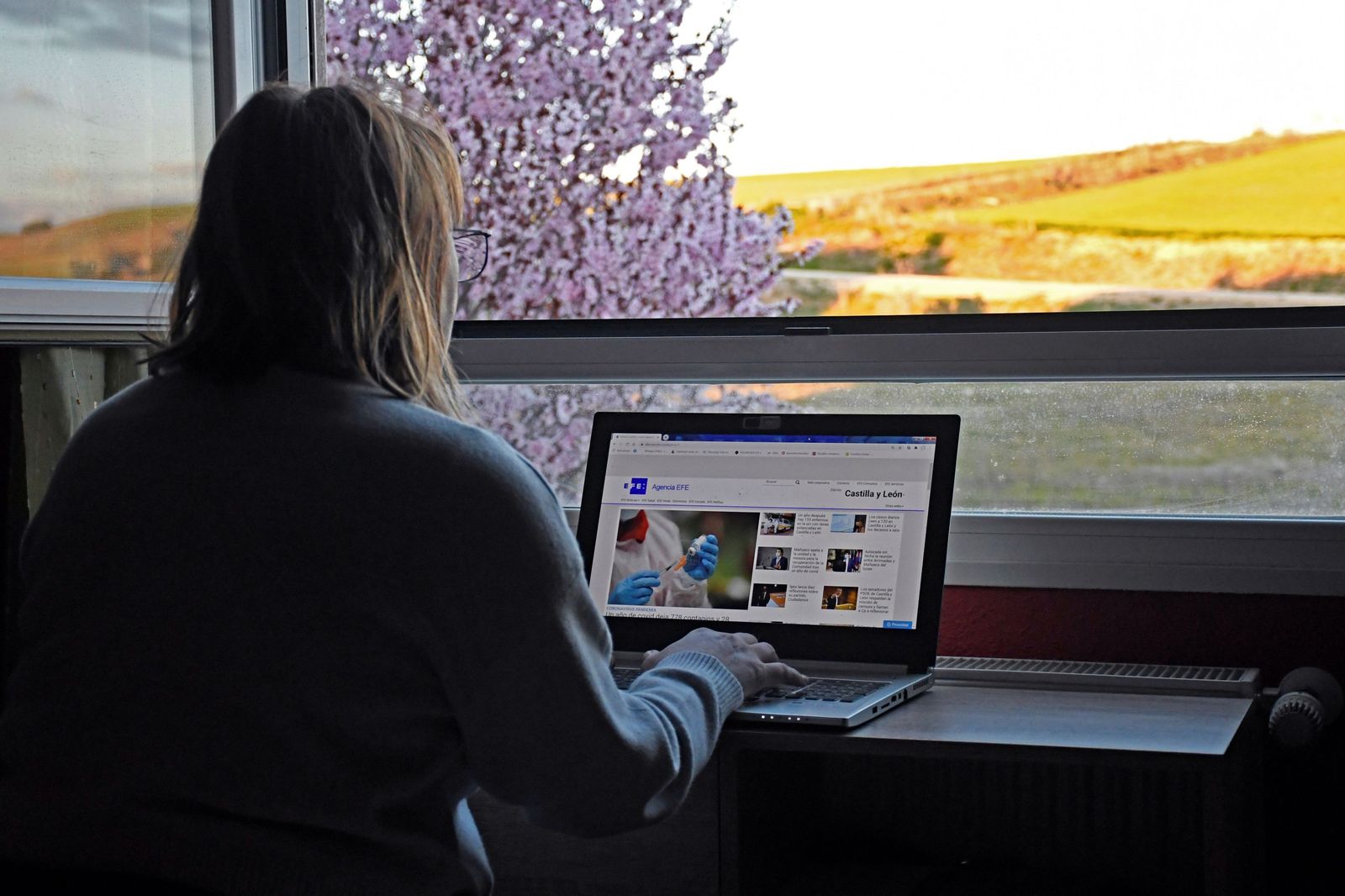 Una mujer teletrabaja desde casa