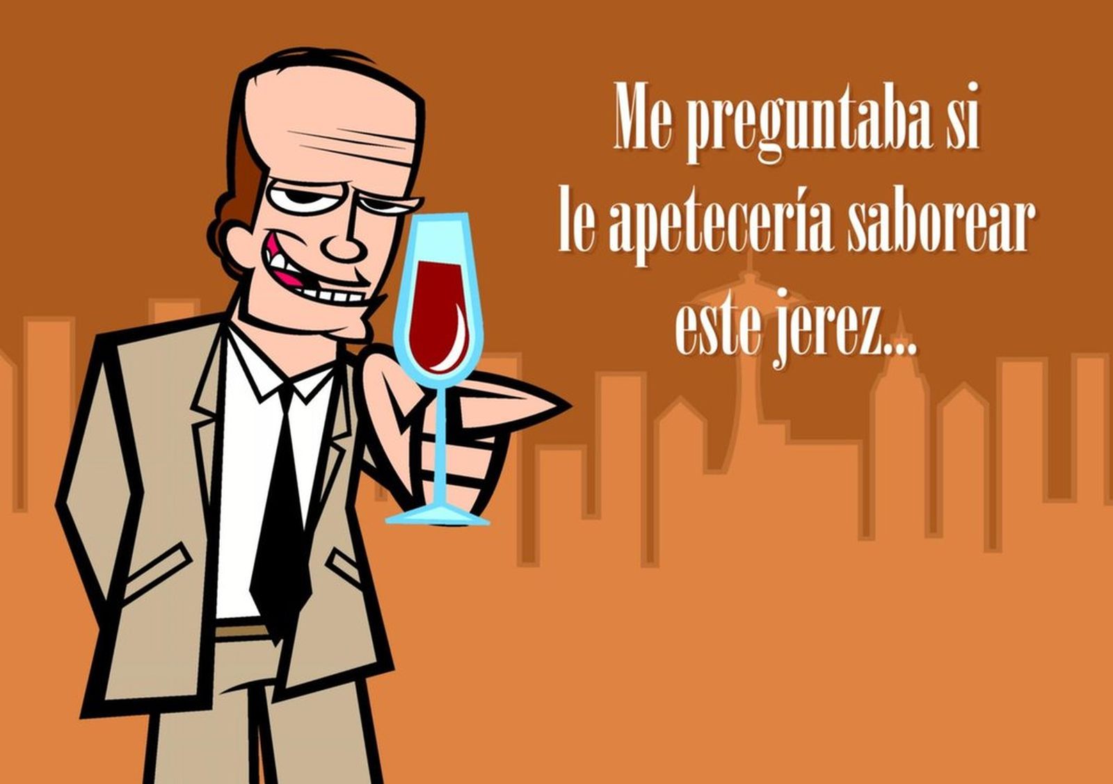 Caricatura de Frasier ofreciendo jerez.