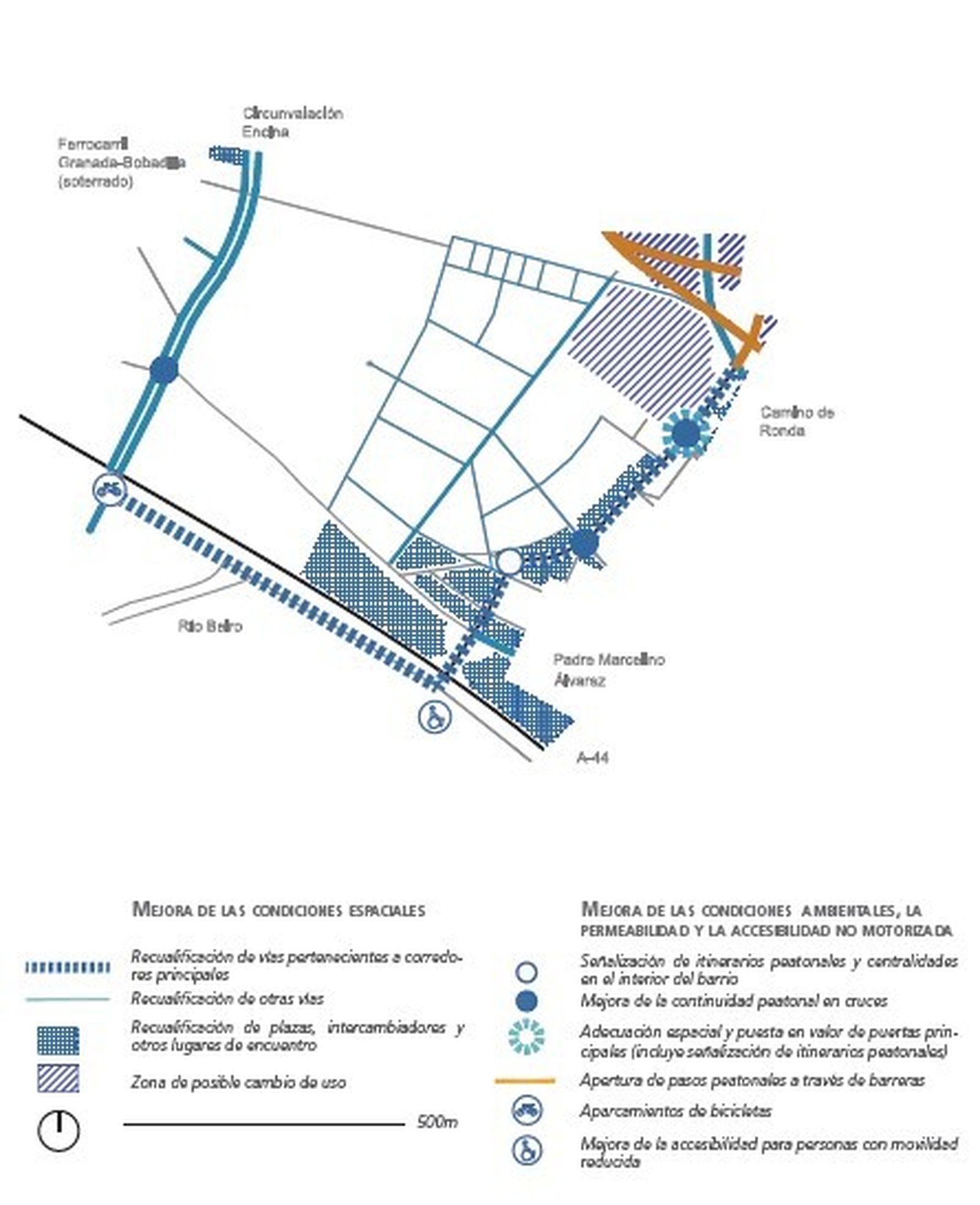 Mapa de intervención en Rosaleda.
