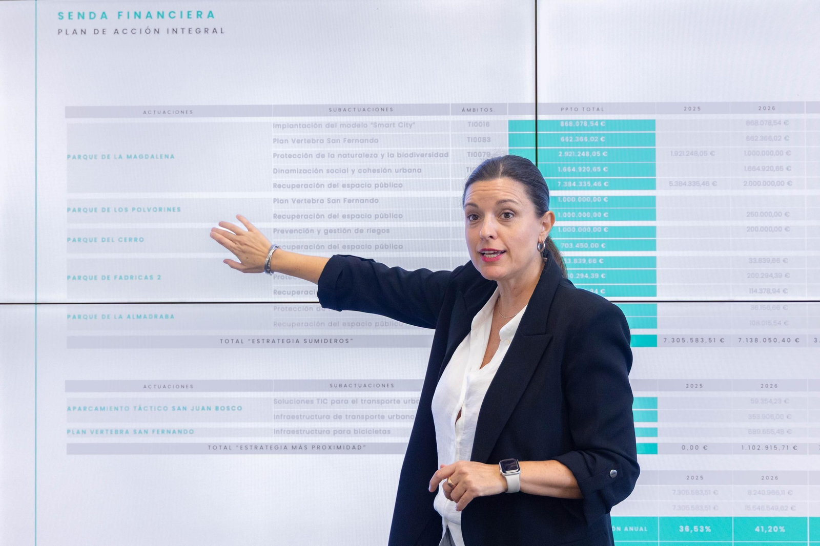 La alcaldesa de San Fernando, Patricia Cavada, durante la reunión de coordinación de los fondos EDIL