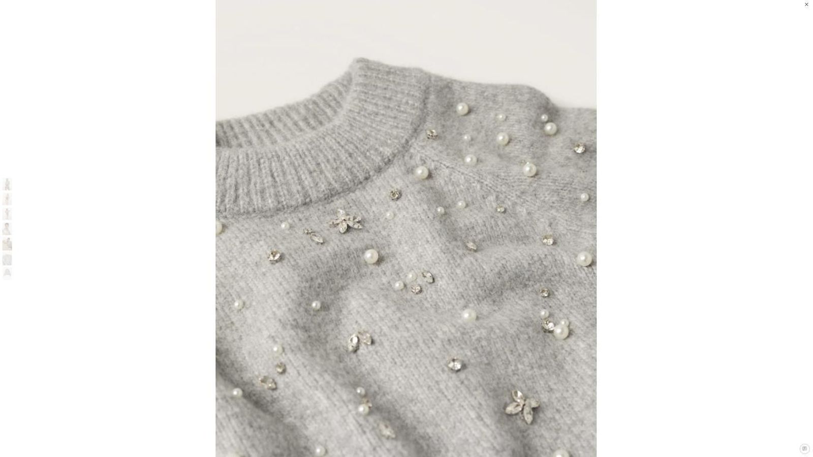 Detalles del jersey de perlas de Mango.