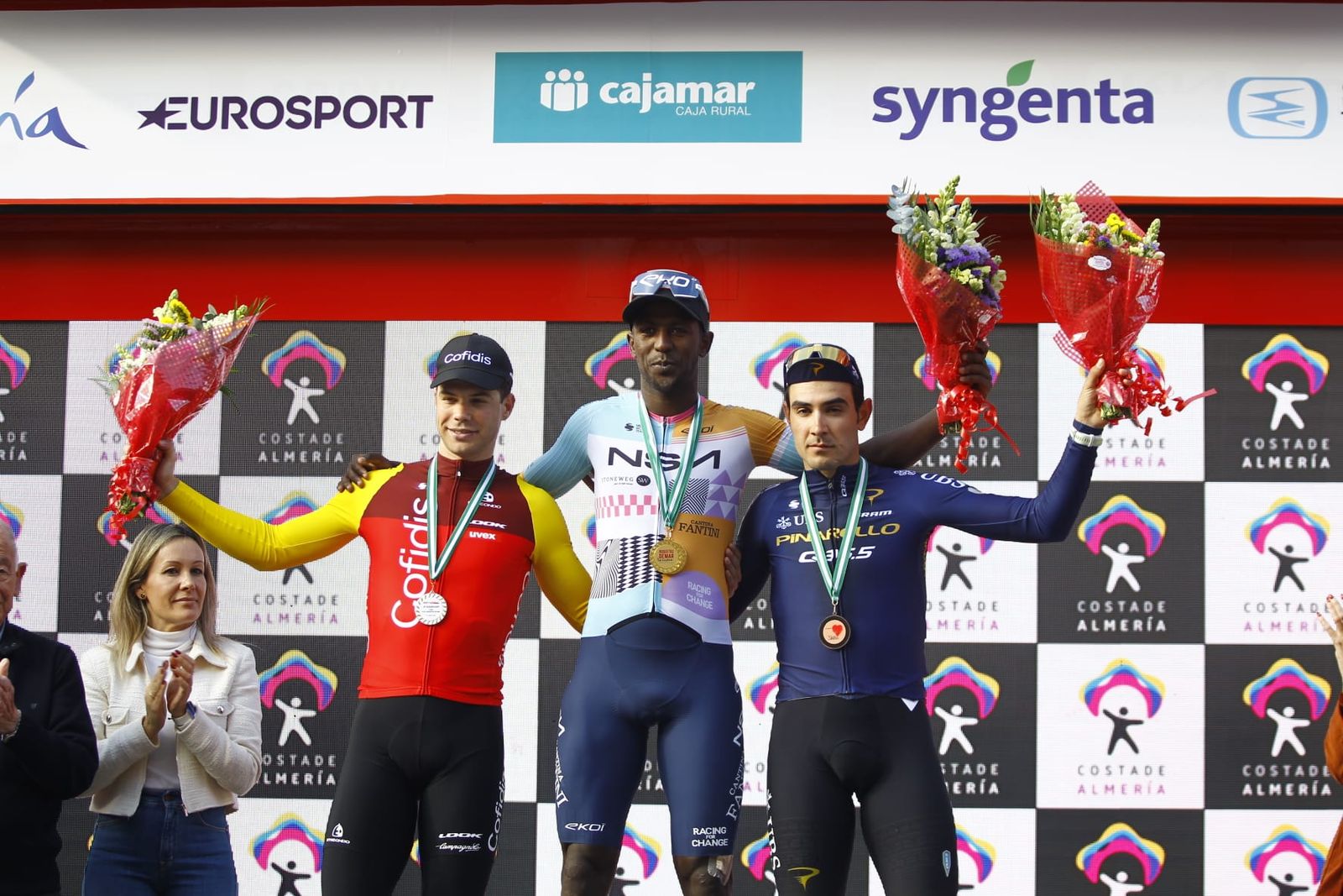 Podio de la XXXIX Clásica de Almería celebrada este domingo 15 de febrero.