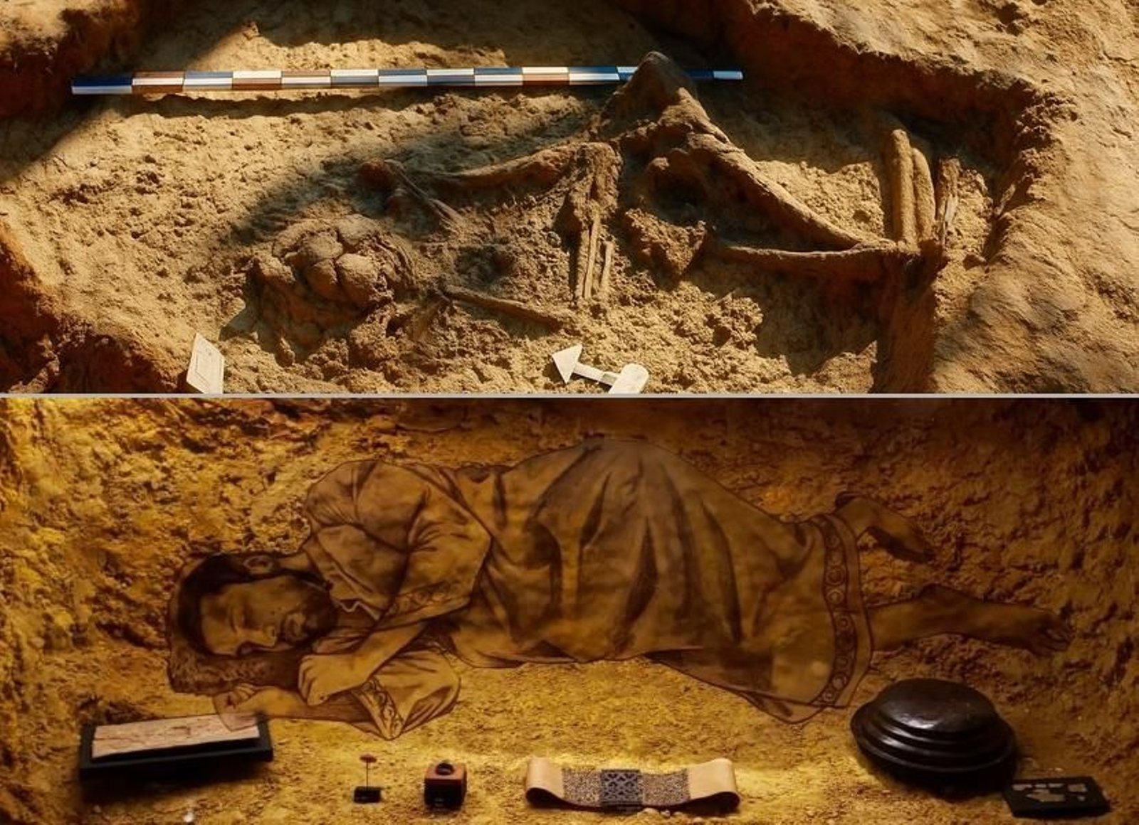 La tumba 14 de La Joya guardó una de las pocas inhumaciones de época tartésica que se conocen. La reproducción puede verse en la exposición ‘La Joya: vida y eternidad en Tarteso’, que seguirá abierta hasta junio de 2026 en el Museo de Huelva.