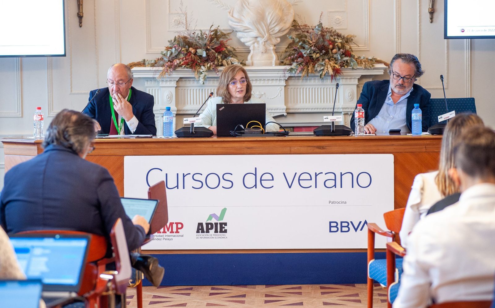 La presidenta de la Airef, Cristina Herrero, este martes en el Palacio de la Magdalena, en Santander.
