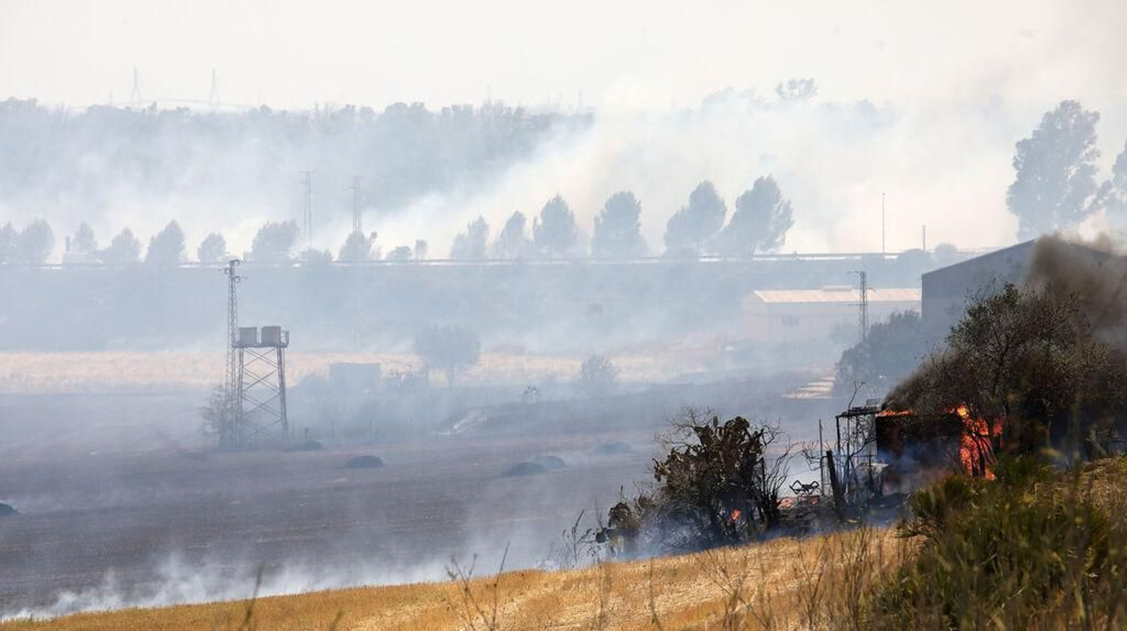 Grave incendio en la campiña de Jerez