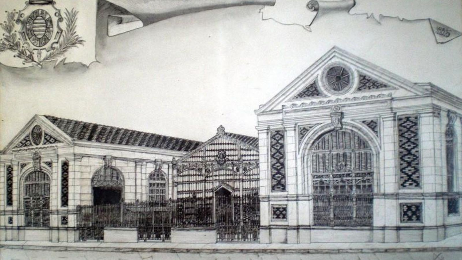 La plaza dibujo a plumilla por gentilleza de Angelines Soto. La plaza dibujo a plumilla por gentilleza de Angelines Soto.