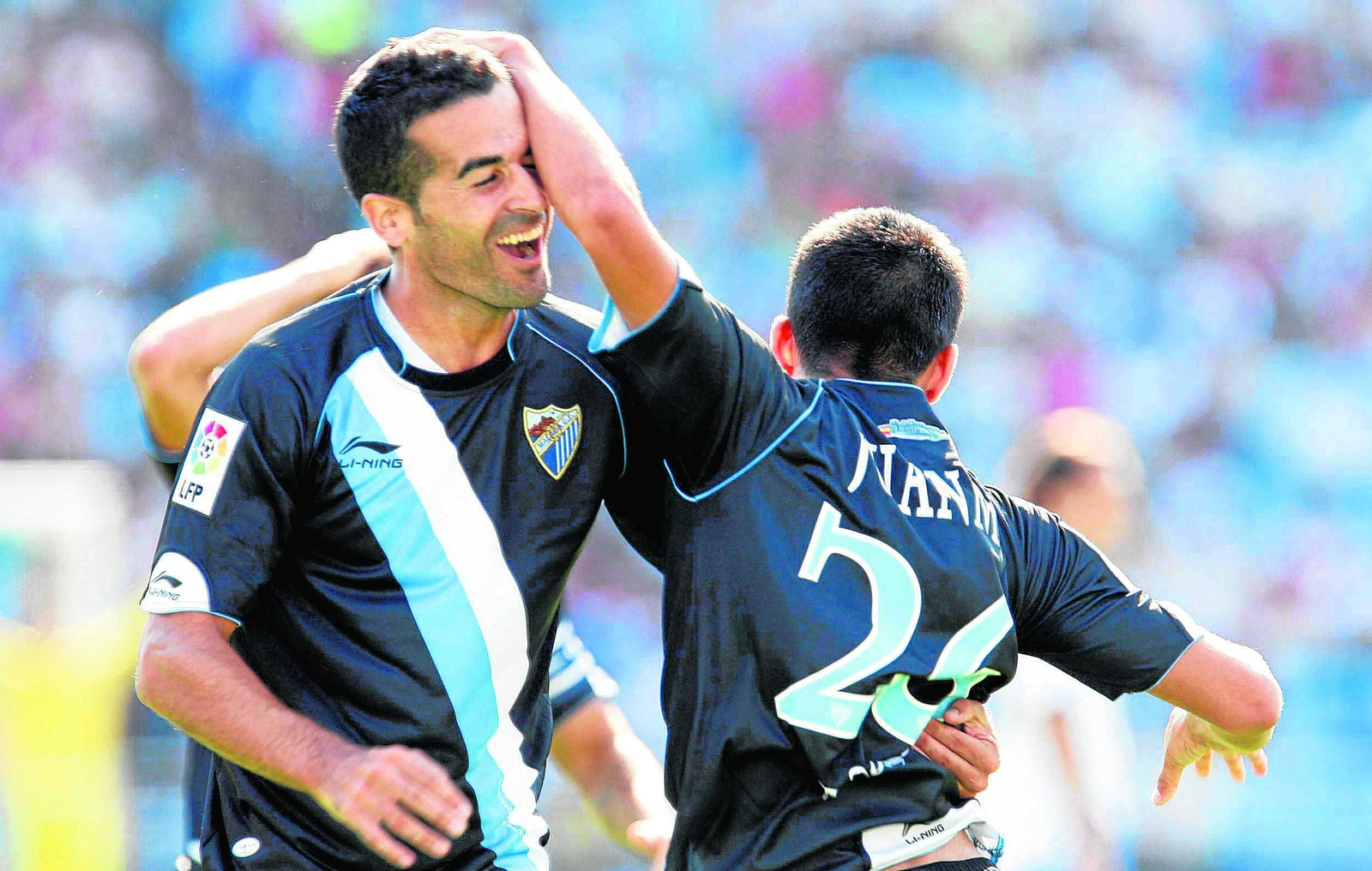 Fernando y Juanmi celebran un gol al Zaragoza en 2010.