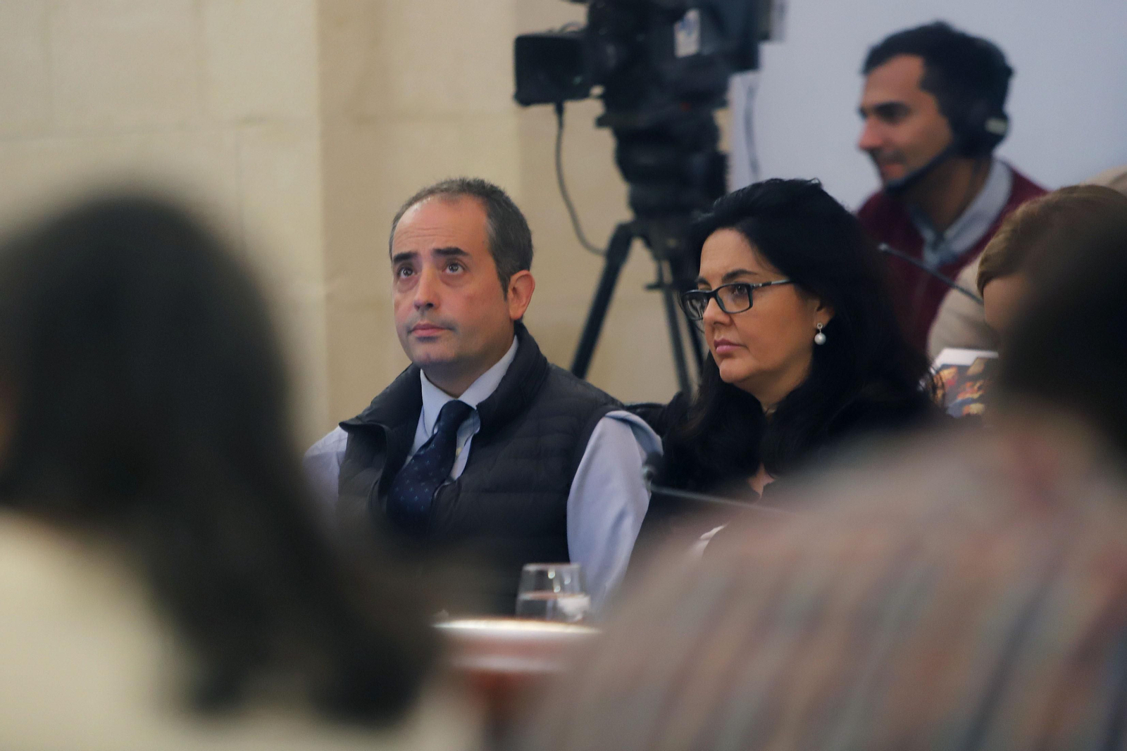 Rosario Marín y Antonio Saldaña, del PP, en un pleno municipal.