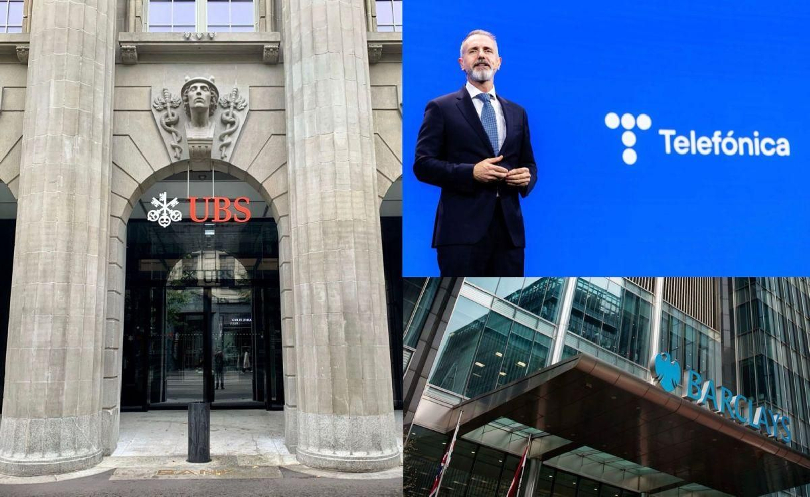 El presidente de Telefónica y las sedes de UBS y Barclays.