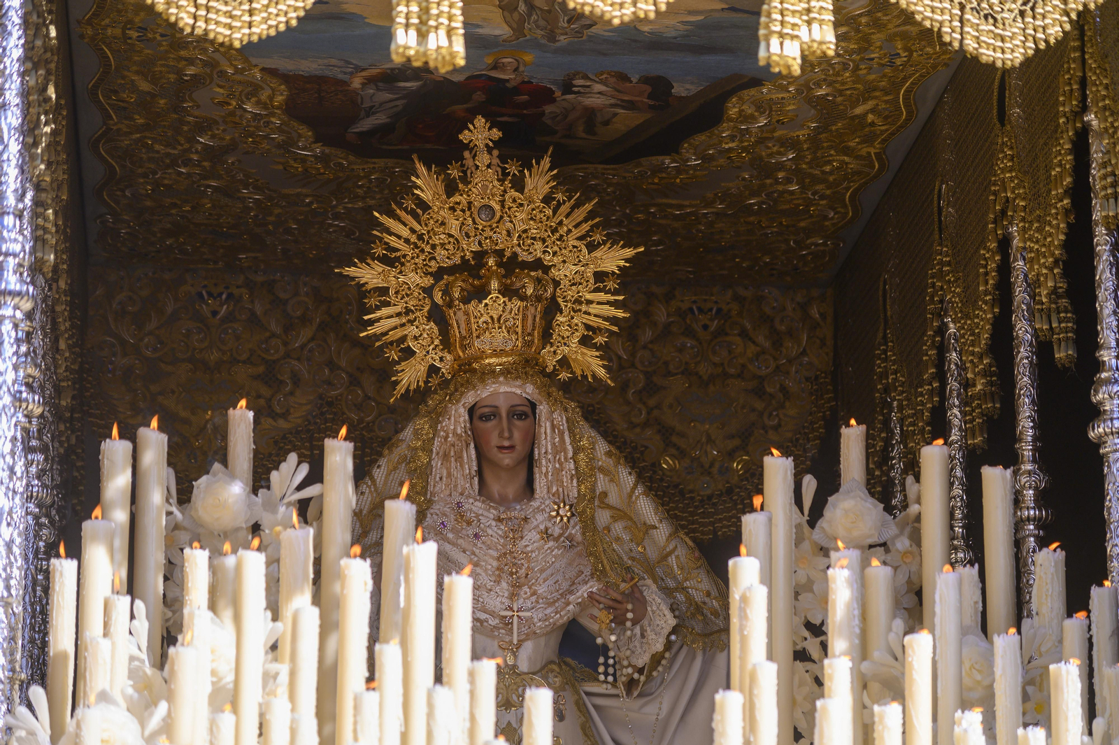 La Virgen de la Alegría, durante la salida procesional de la Semana Santa de este año.