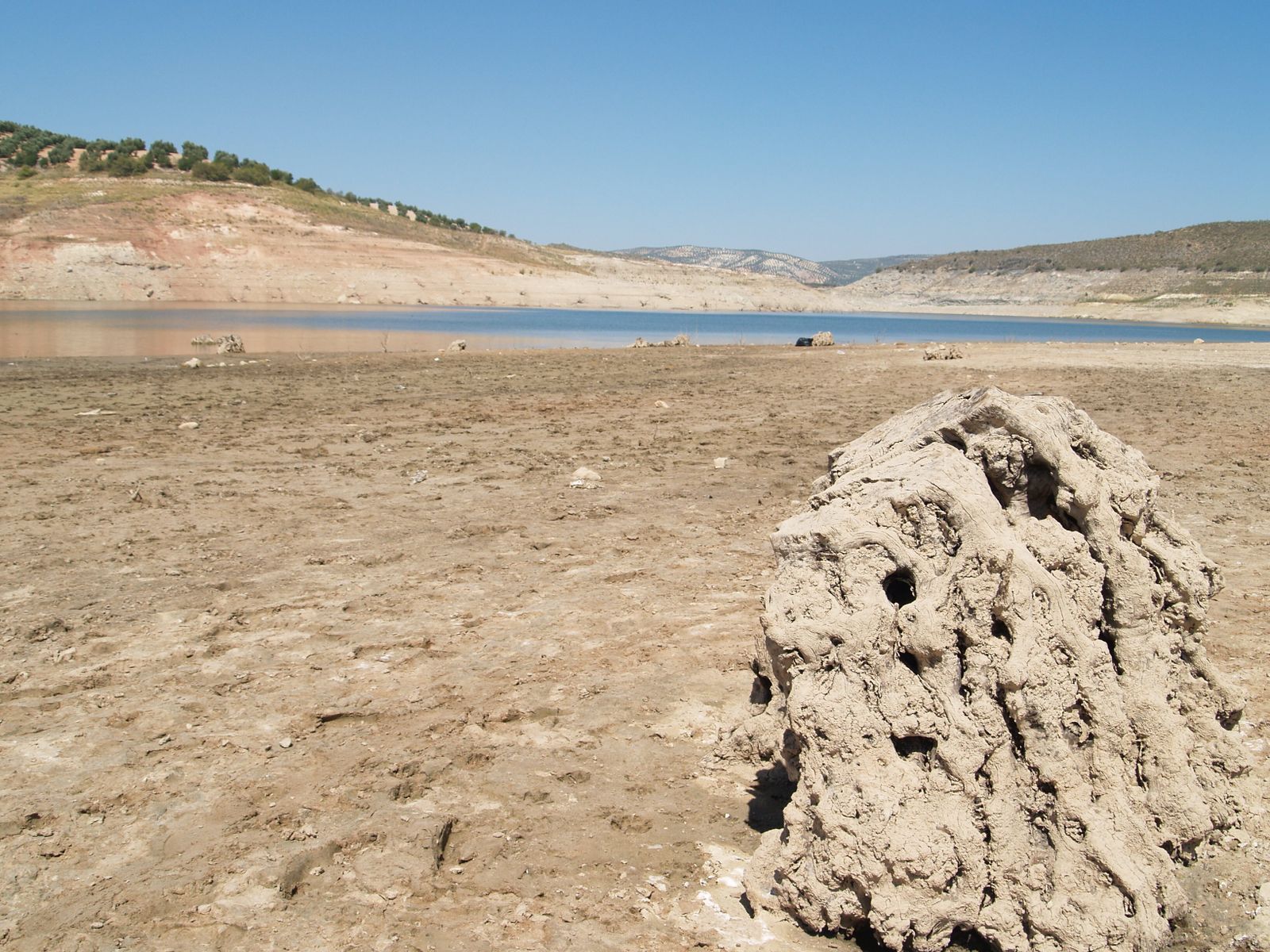 Tierra agrietada en el pantano de Iznájar, en una imagen de archivo.