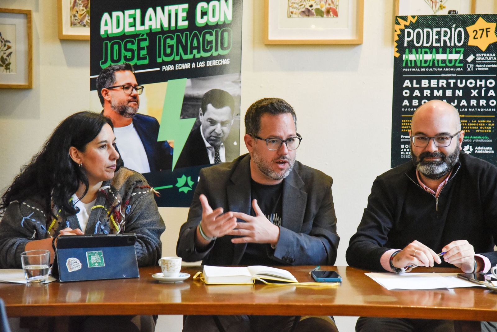 José Ignacio García junto a Ana Fernández y Javier Peizoto en la presentación de la precampaña de las elecciones andaluzas.