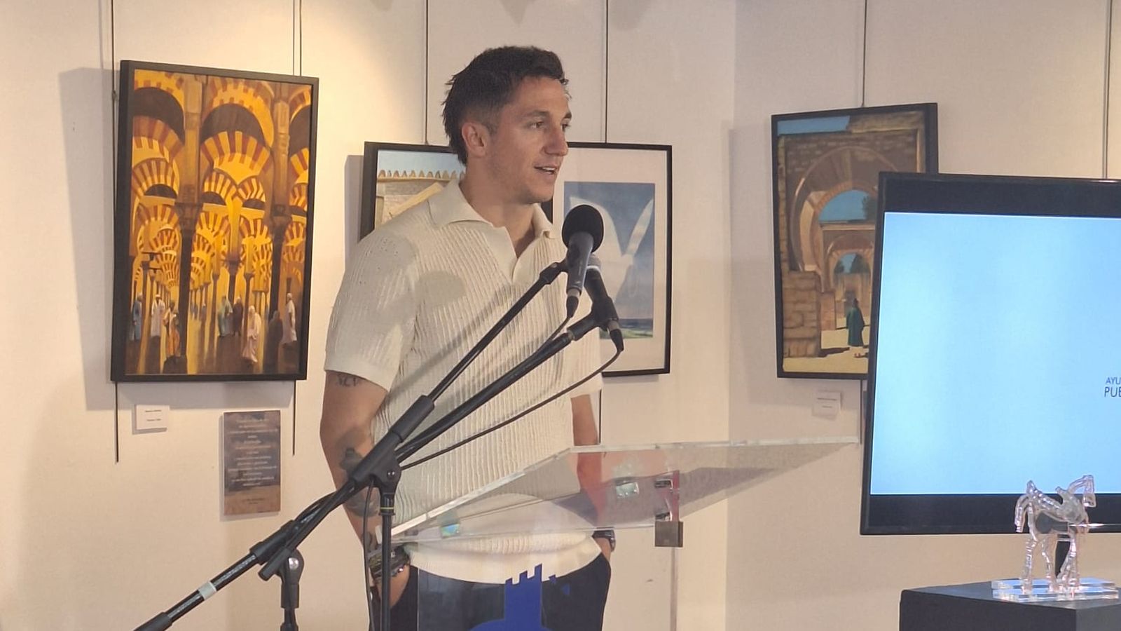 Carracedo, durante su intervención en el homenaje recibido en Puente Genil.