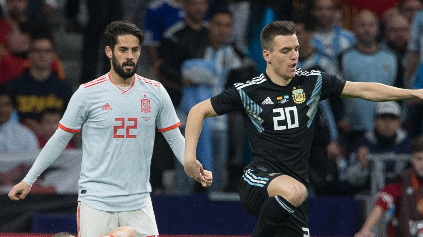 Lo Celso e Isco en el enfrentamiento entre España y Argentina en 2018