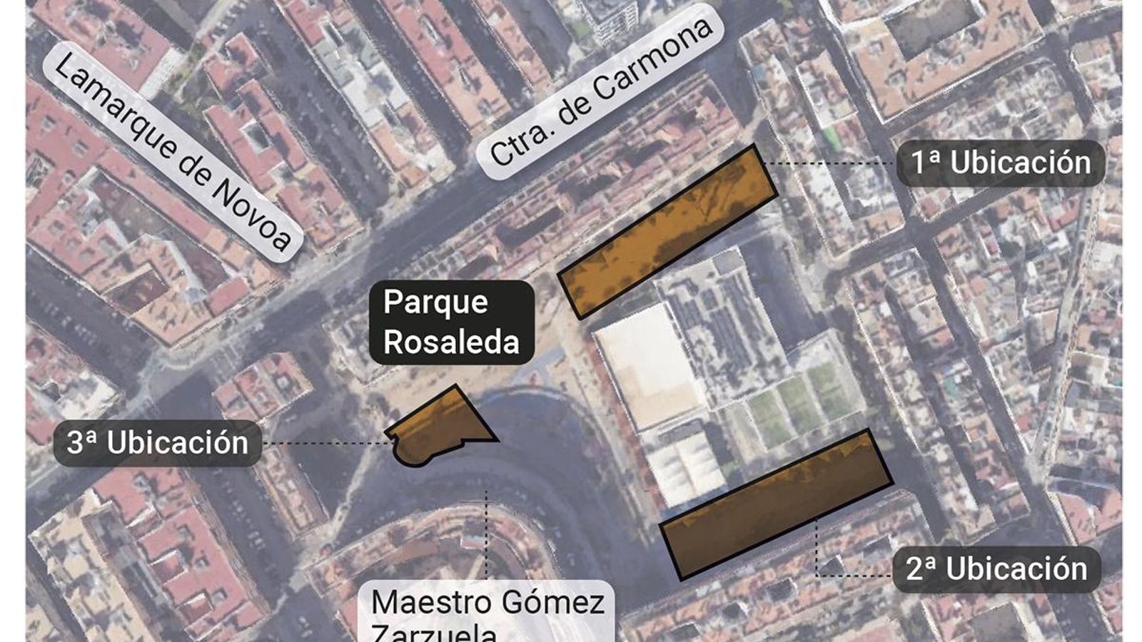 Las ubicaciones del parque canino en la Rosaleda