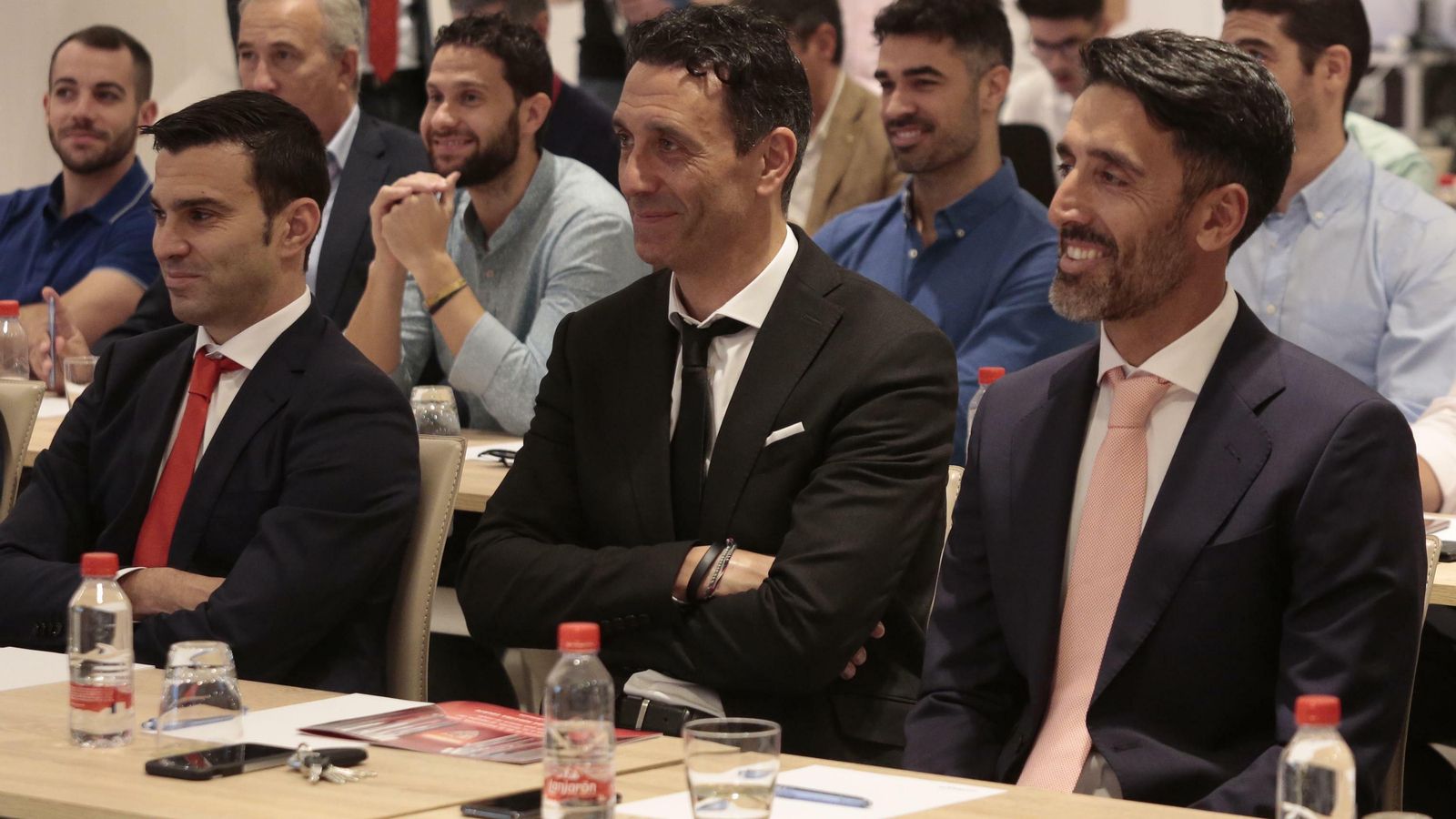 Óscar Caro, Pablo Sanz y Pepe Conde, en la presentación de Lopetegui.