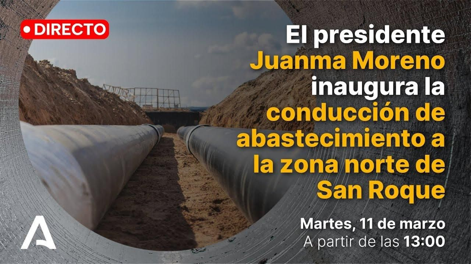 Directo: Juanma Moreno inaugura la tubería para llevar el agua desde Castellar al Valle del Guadiaro.