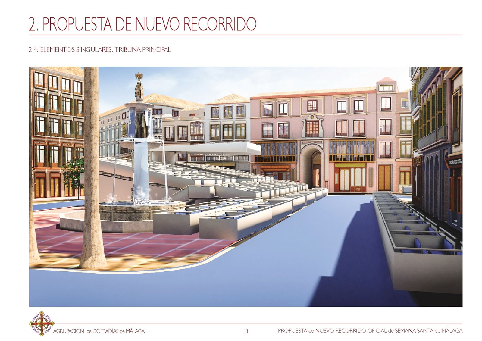 Recreación de la nueva tribuna en plaza de la Constitución