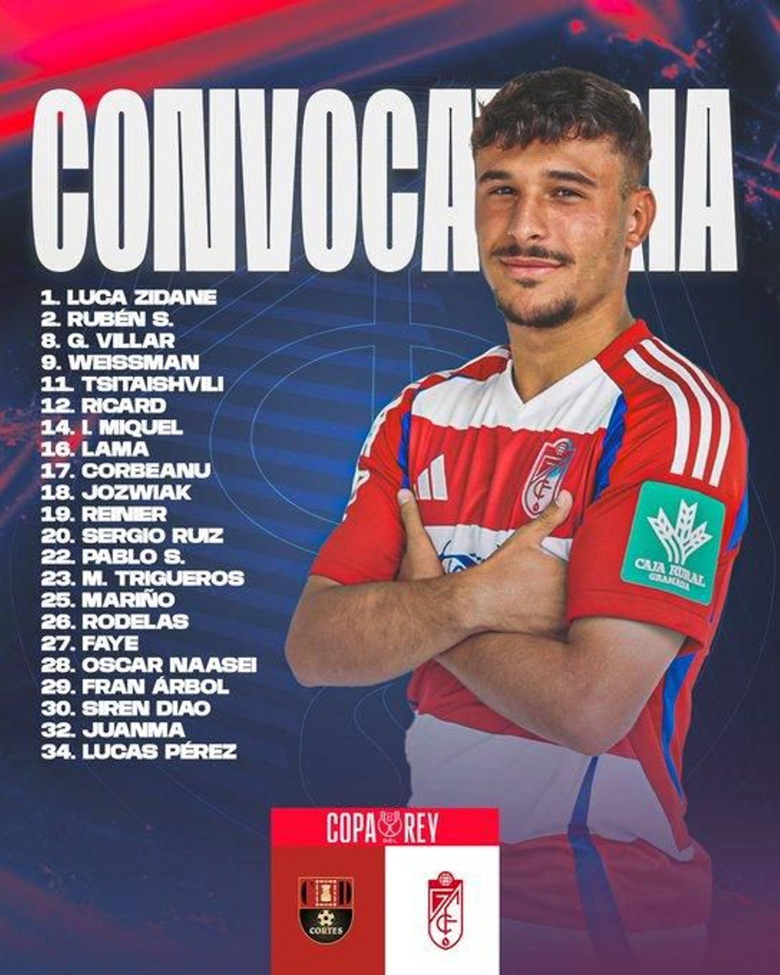 Lista del Granada para la Copa Lista del Granada para la Copa