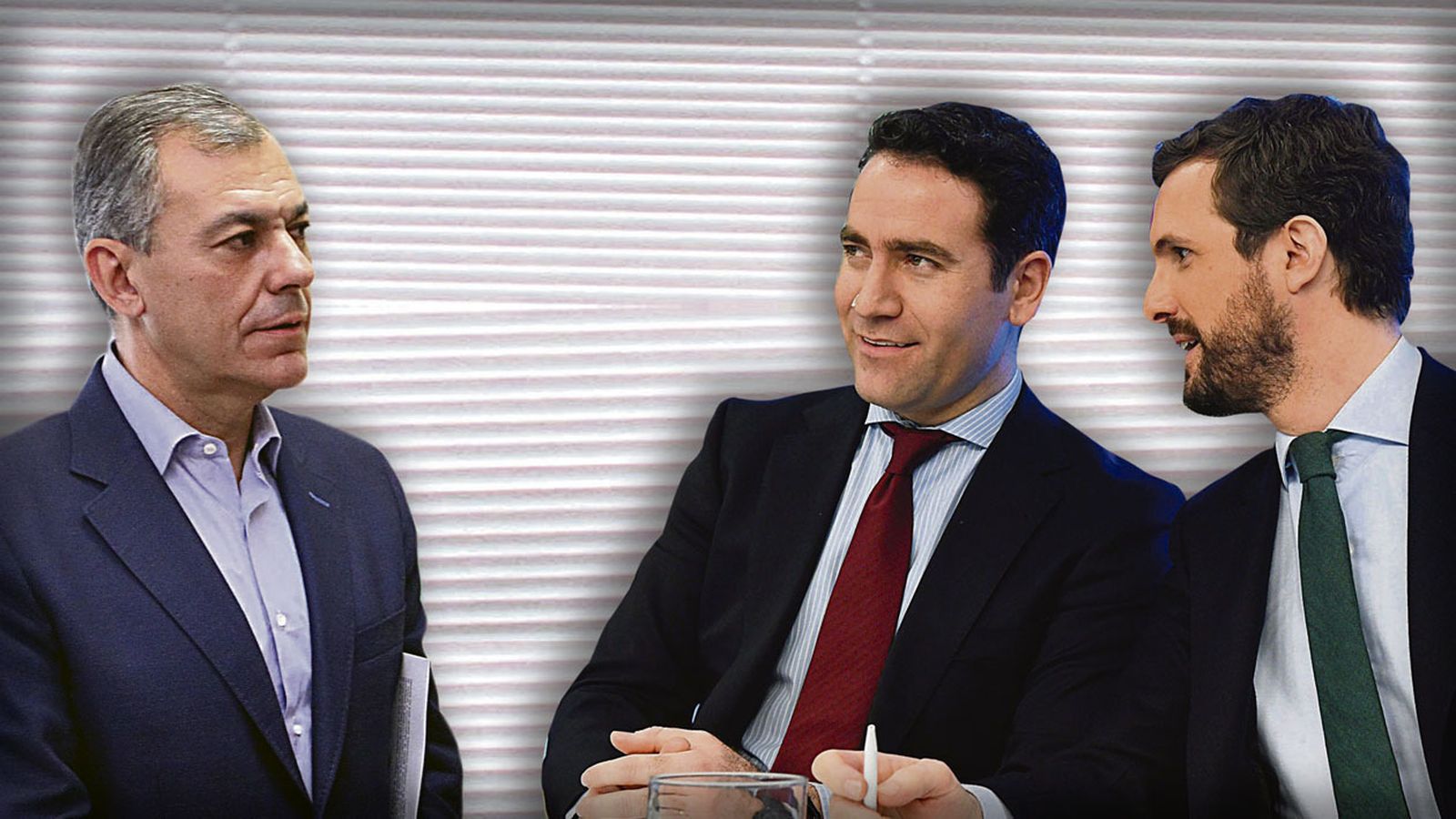 José Luis Sanz, Teodoro García Egea y Pablo Casado