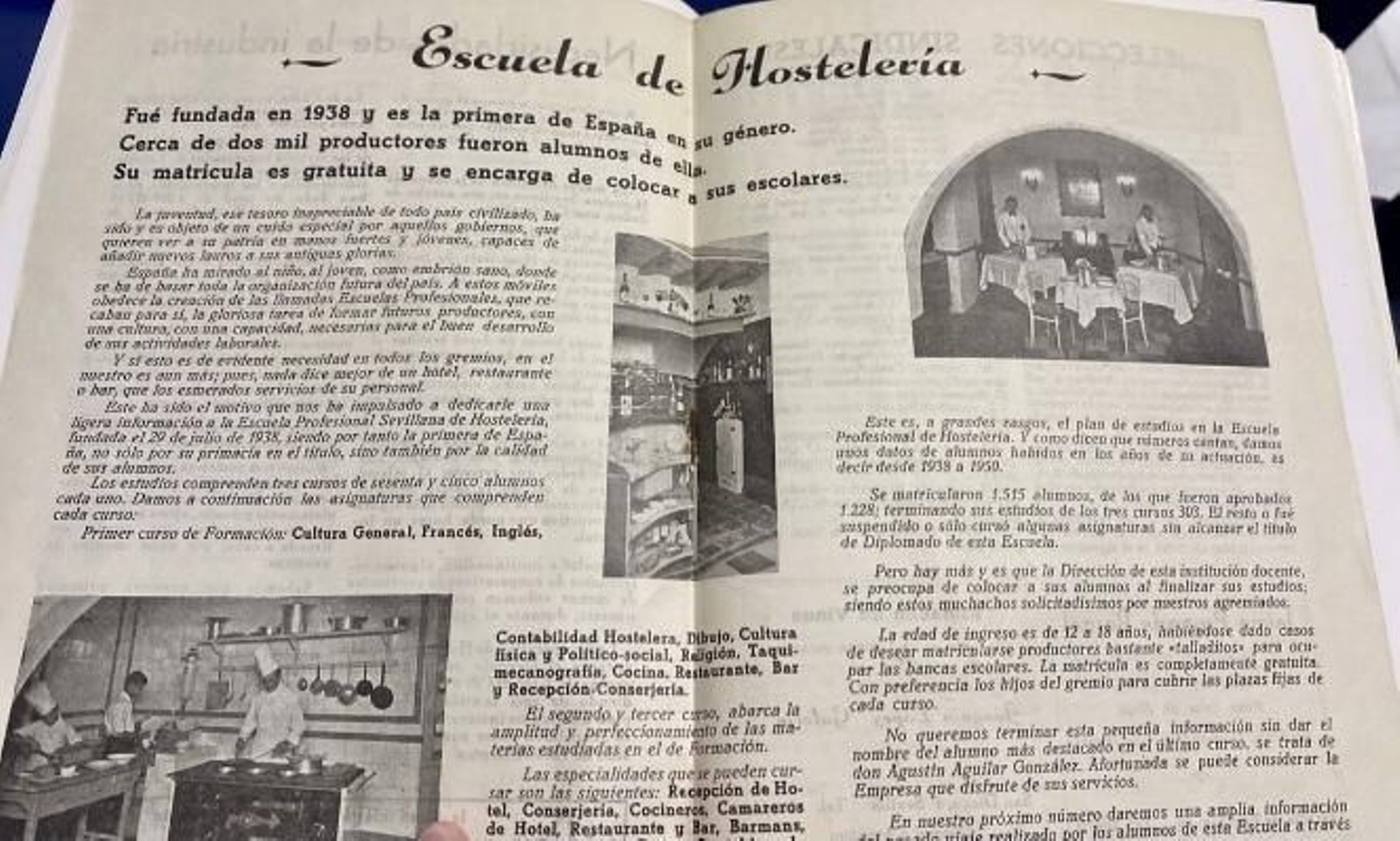 Documentación sobre la antigua escuela de hostelería