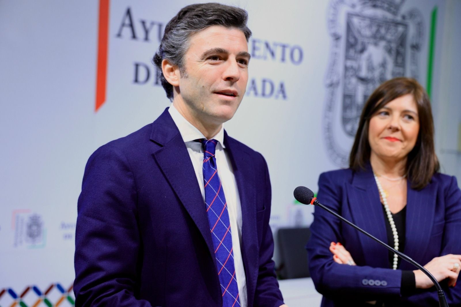 Jorge Saavedra y Ana Sánchez, tras la Junta de Gobierno Local.
