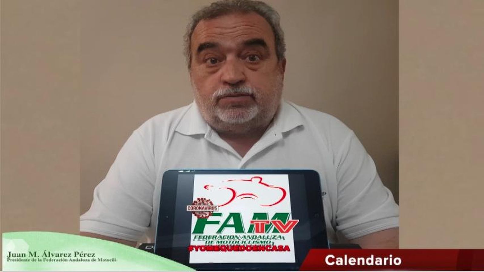 Captura de pantalla del vídeo de Juan Álvarez, presidente de la Federación Andaluza de Motociclismo.