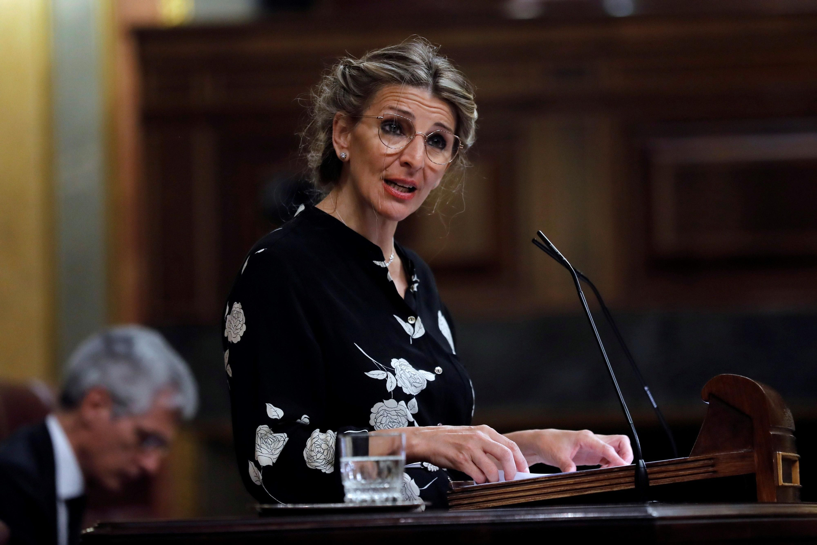 La ministra de Trabajo, Yolanda Díaz, en el pleno del Congreso, este miércoles.
