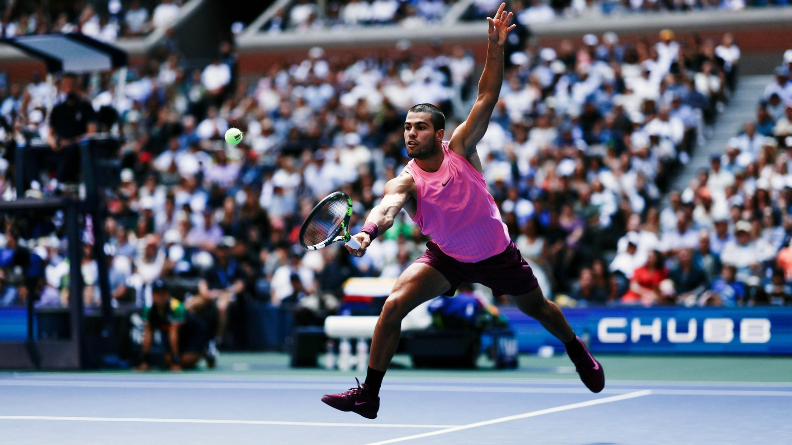 Carlos Alcaraz, durante el partido de octavos del US Open frente a Rinderknech