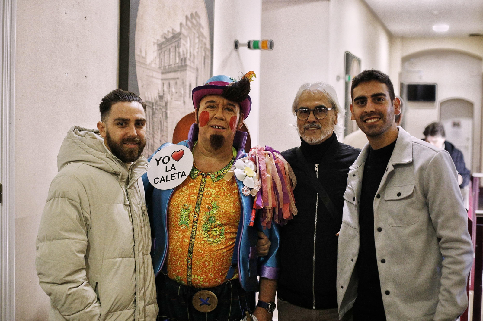 Juan Miguel Villegas, Chico Cornejo, Gueli Villegas y Alejandro Villegas, en camerinos.