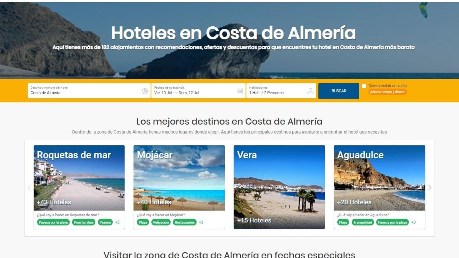 Costa de Almería en la web de Logitravel.