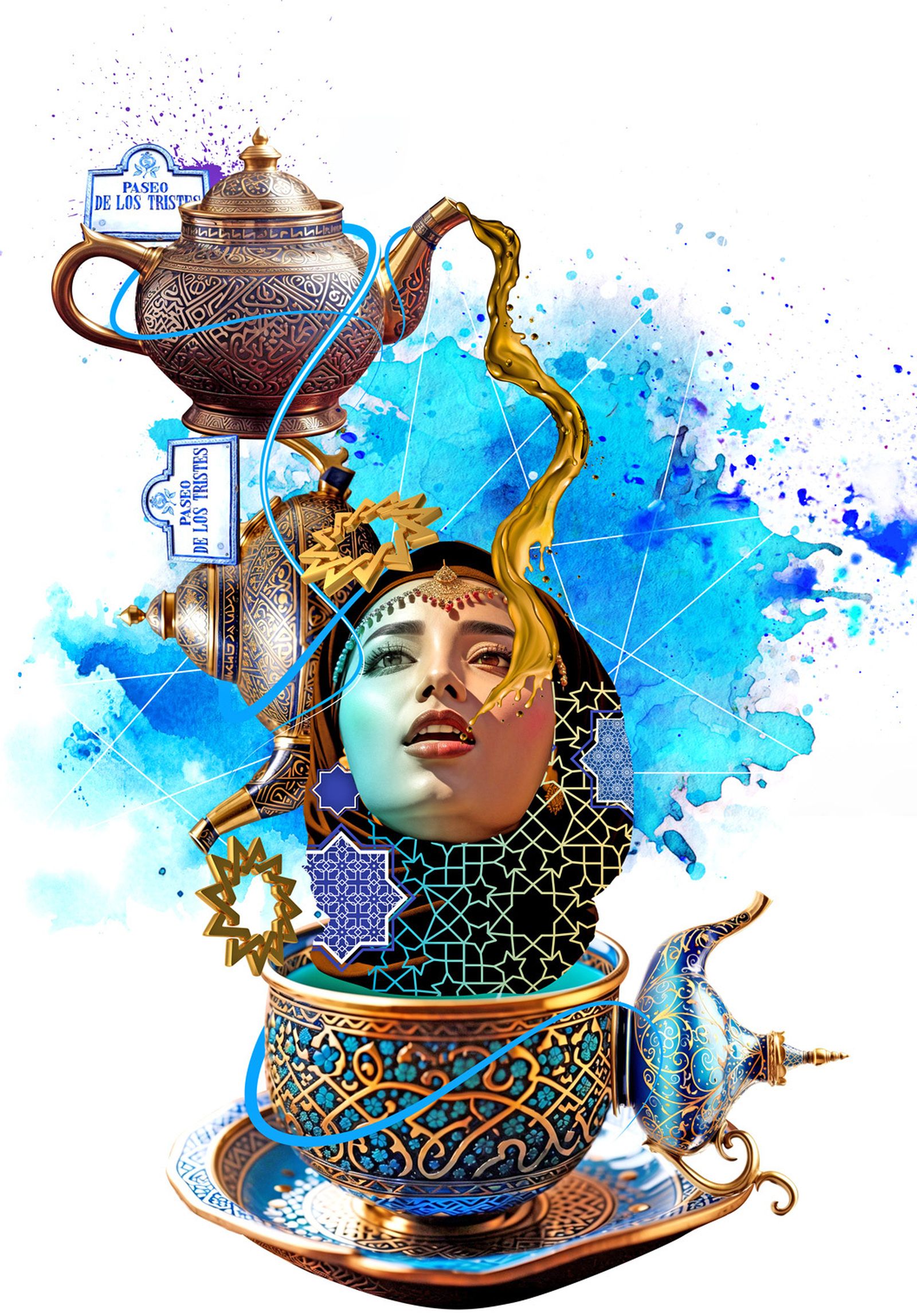 Diseño gráfico para una de las habitaciones con temática del Paseo de los Tristes.