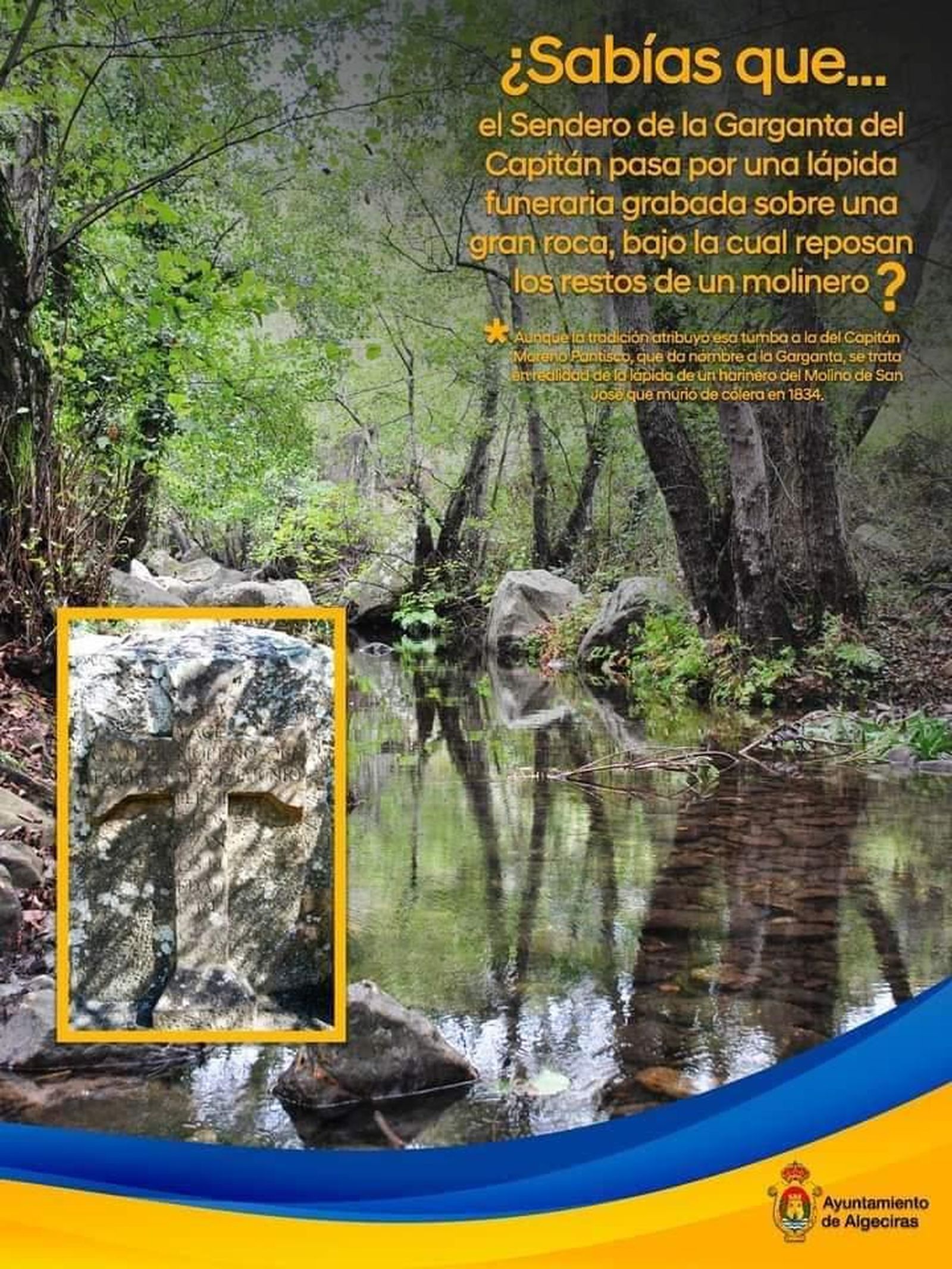 Carteles sobre las curiosidades de Algeciras expuestos en Plaza Alta.