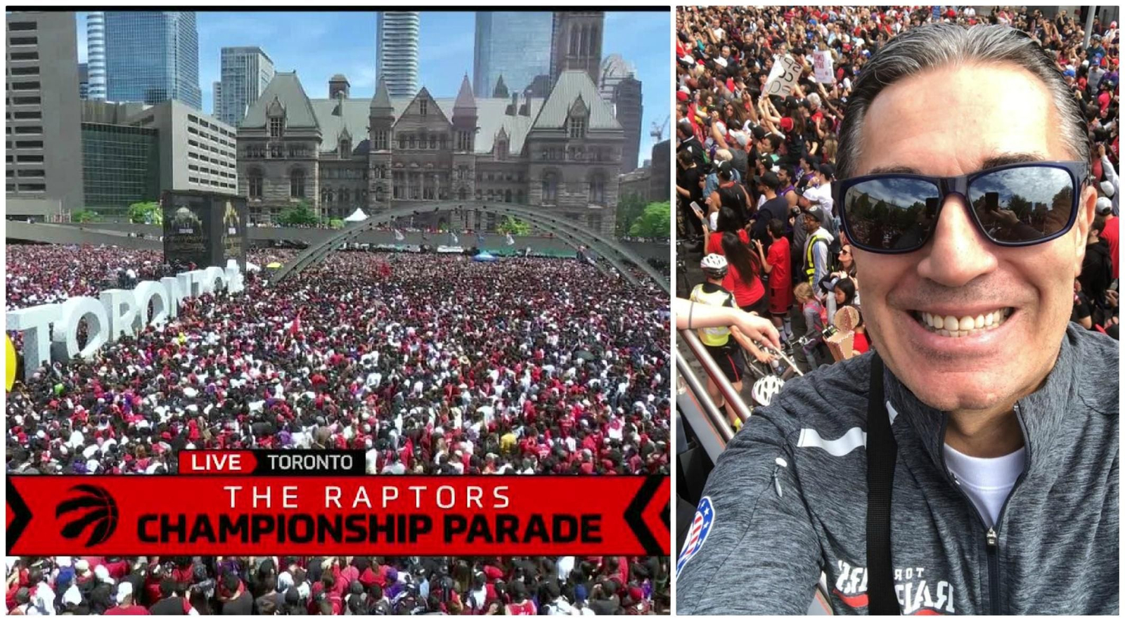 Imagen de la celebración en Toronto (izquierda) y de Sergio Scariolo (derecha).